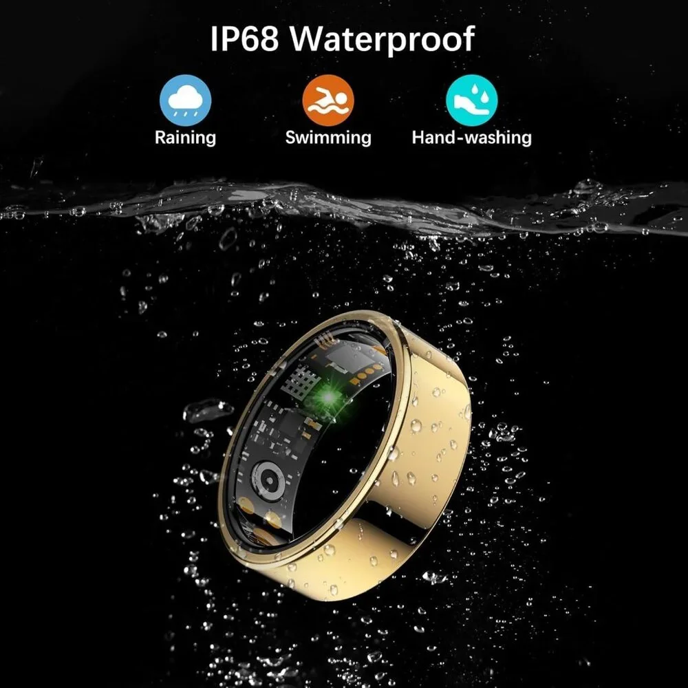 Smart Ring 5ATM Wearable Device Fitness Tracker Sports Health Men's Size 13
